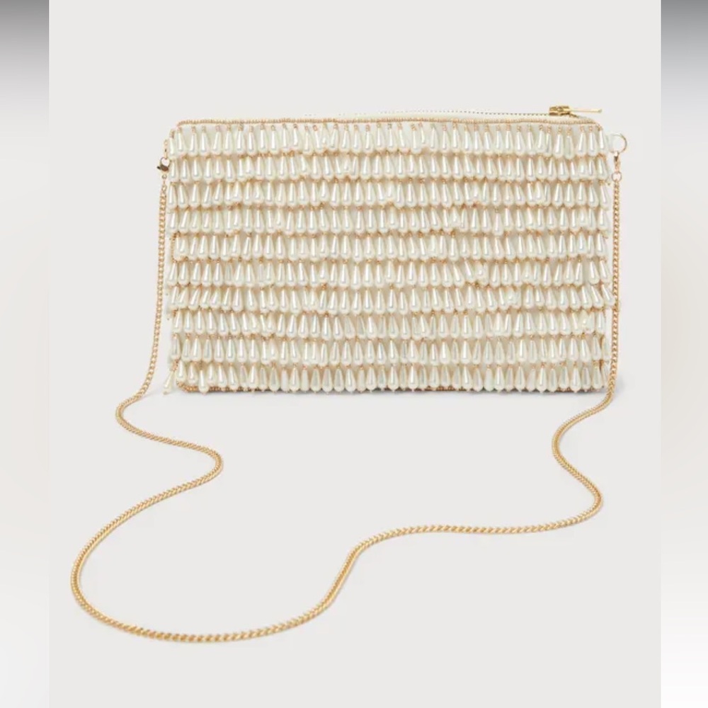 Lulus - Glamorous Vision White Pearl Fringe Crossbody Bag